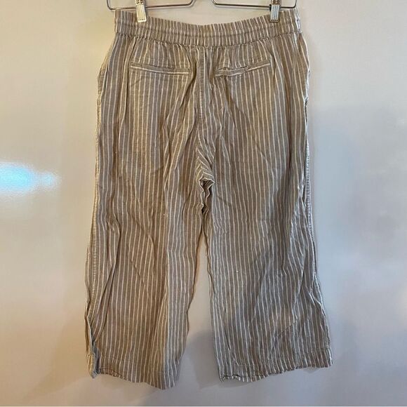 BeachLunchLounge linen blend tan neutral striped wide leg pants small - Picture 5 of 5